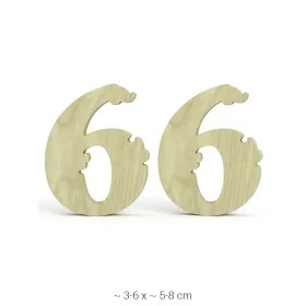 KD213 Dekoratif "6" Rakamı Ahşap Boyanabilir Obje